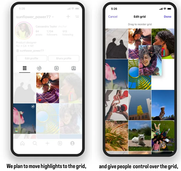 Instagram* переходит на вертикальную сетку профиля