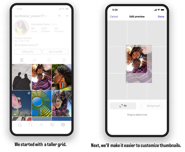 Instagram* переходит на вертикальную сетку профиля