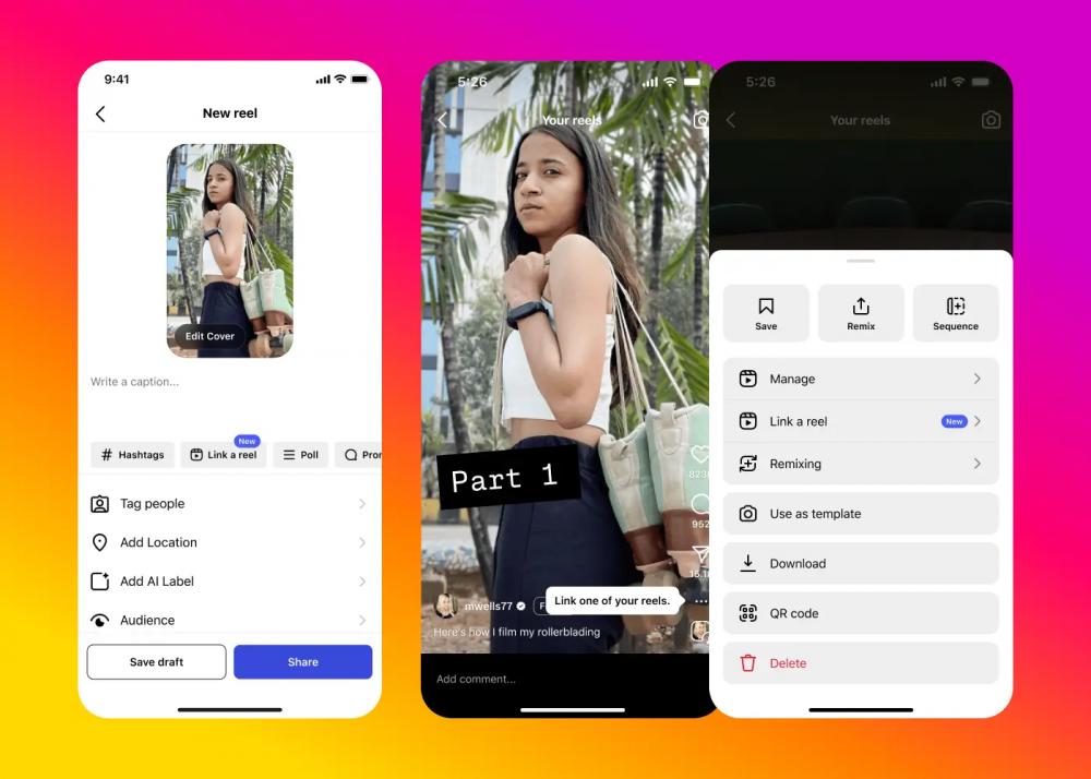 Instagram* позволит добавлять ссылки в Reels — теперь можно делать сериалы