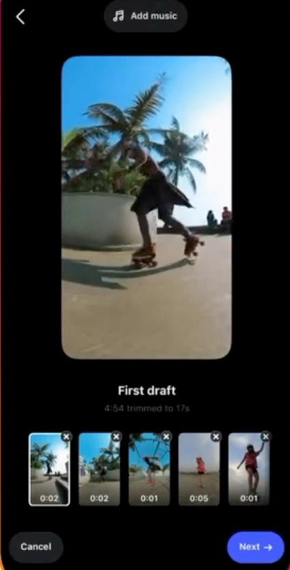Instagram* запустил функцию First Draft для чернового монтажа Reels