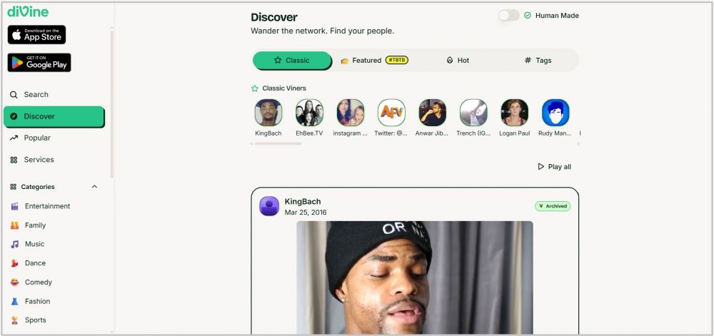 Легенда вернулась — Vine запустили под новым названием Divine