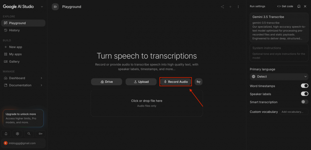 Нейросеть Gemini 3.5 Transcribe — как бесплатно расшифровать аудио, как подключить API
