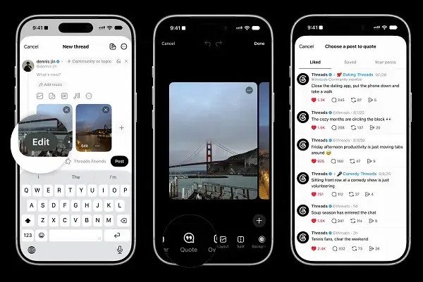 Threads* тестирует цитаты поверх фотографий и видео